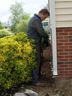 Figure 6. Space between landscaping and foundation wall.